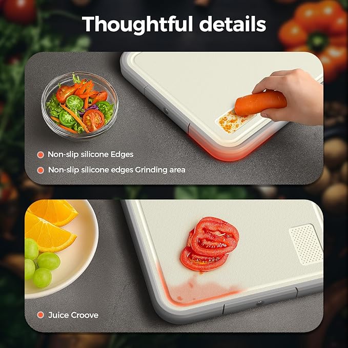 Sumzzz Stainless Steel Cutting Board for Kitchen, 2-in-1 Double-Sided Chopping Board, Dishwasher Safe, Food Grade Stainless Steel/PP, Easy to Clean, Large Size, Non-Slip, 16"×11"