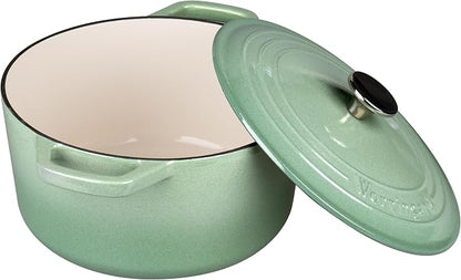 VORRINGARD Enameled Cast Iron Dutch Oven Pot with Lid, for Bread Baking, Round Bread Oven- include Sourdough Bread Baking Supplies Set, 6QT, Sage Green