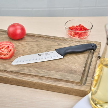 Restaurantware Sensei Back of the Haus - 7-inch Santoku Knife - Professional Chef's Kitchen Knife - Durable German Steel - Stain Resistant - With HACCP Coding For Food and Allergen Safety