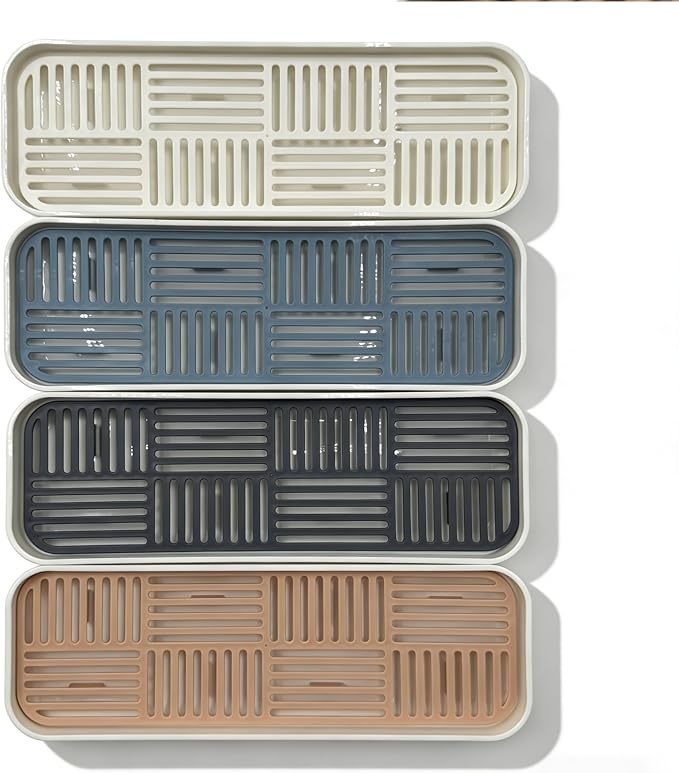 2-in-1 Kitchen Sink Caddy Organizer with Plastic Drain Grate, Double-Layer Drain Sponge Soap Holder & Food Fruit Vegetable Drain Tray for Sink Countertop Home Kitchen Restaurant Hotel, Pink (1 Pack)
