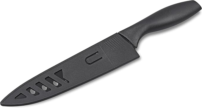 Culina® 8-Inch Nonstick Carbon Steel Sushi Knife with Sheath, Black