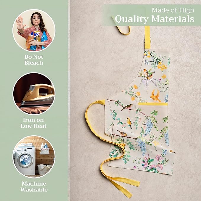 Maison d' Hermine 100% Cotton Apron for women with Pocket Kitchen Chef Apron for Men Cooking Spring Summer