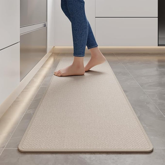 YDKGL Kitchen Rugs and Mats Non Slip Washable, Absorbent Runner Rugs for Kitchen, Front of Sink, Kitchen Mats for Floor，Easy to Clean and Maintain Kitchen Floor mat(Beige, 17"x59")