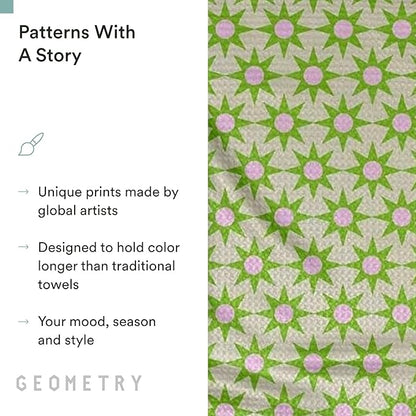 GEOMETRY Spring Kitchen Towels - Quick Dry Microfiber Cloth Spring & Summer Dish Towels for Kitchen Drying - Premium Quick Dry Towel - Sweet Green, 18" x 30" - 1-Pack
