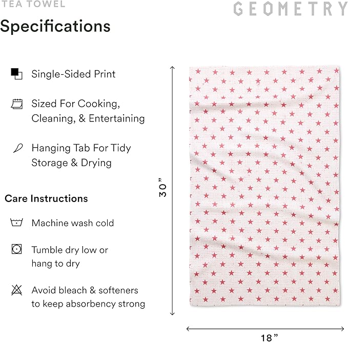 GEOMETRY Tea Towels – Patriotic Collection – Quick-Dry, Ultra-Absorbent, Reusable Microfiber Kitchen Towels for Drying & Cleaning - Old Glory - 2 Pack