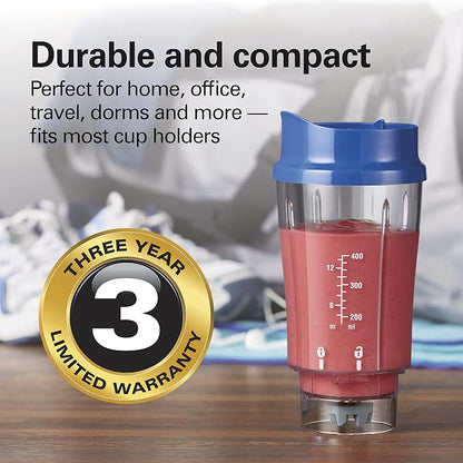 Hamilton Beach Portable Blender for Shakes and Smoothies,14 Oz BPA Free Travel Cup & Lid,Durable Stainless Steel Blades,Personal Smoothie Blender,Blue,51132G,(Pack of 4)