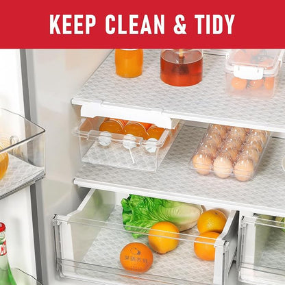 Cooyes 12 PCS Refrigerator Liners, 12" x 24" Non-Slip Fridge Liners Strong Absorbent Washable Non-Adhesive, Refrigerator Shelf Liners and Mats for Shelves, Drawers, Kitchen Cabinets(Gray Slate)