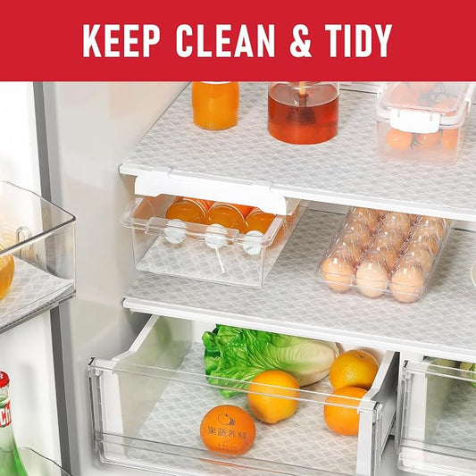 Cooyes 12 PCS Refrigerator Liners, 12" x 24" Non-Slip Fridge Liners Strong Absorbent Washable Non-Adhesive, Refrigerator Shelf Liners and Mats for Shelves, Drawers, Kitchen Cabinets(Gray Slate)