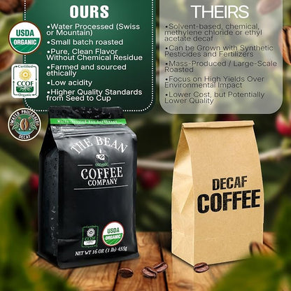 The Bean Organic Coffee Company 50/50 (Half Caff) French Roast, 50% Decaf, Dark Roast, Ground Coffee, 16-Ounce Bags (Pack of 2), Café Molido Tostado Orgánico descafeinado