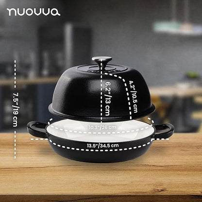 Enamelled Cast Iron Dutch Oven Pot – Dutch Oven For Sourdough Bread Baking – Cast Iron Bread Pot – Black, 6 Quarts, 26cm – by Nuovva