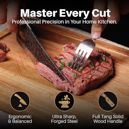 Spark Innovators Takanji Edge Knife – Ultra Sharp Japanese Style Chef's Knife, Forged Steel, All-Purpose Cooking Tool for Meat, Fish & Vegetables – Ergonomic Non-Slip Grip – Great Gift Idea for Chefs