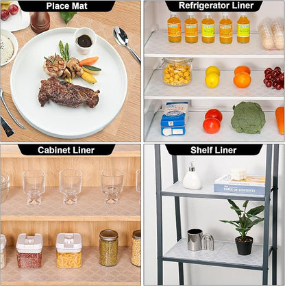 Cooyes Shelf Liner for Kitchen Cabinets Waterproof Kitchen Cupboard Liner Plastic Drawer Mats EVA Material Non Adhesive Fridge Mats for Shelves（23.6" W x 118" L）