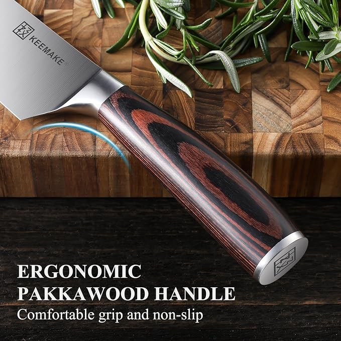KEEMAKE Chef Knife - 8 Inch High Carbon Stainless Steel Kitchen Knife with Ergonomic Handle, Professional Kitchen Gadgets with Gift Box for Men and Women, Father Day Gifts