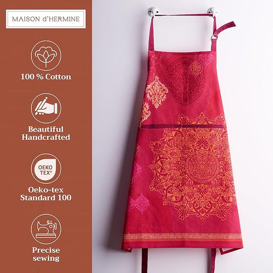 Maison d' Hermine 100% Cotton Apron for women with Pocket Kitchen Chef Apron for Men Cooking Spring Summer