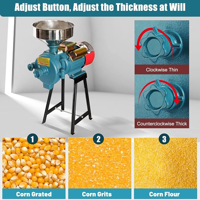 Slsy Heavy Duty Electric Dry Grain Mill Grinder, 3000W High Power Milling Machine, 110V Commercial Flour & Feed Grinder for Corn, Wheat, Rice, Coffee Beanss