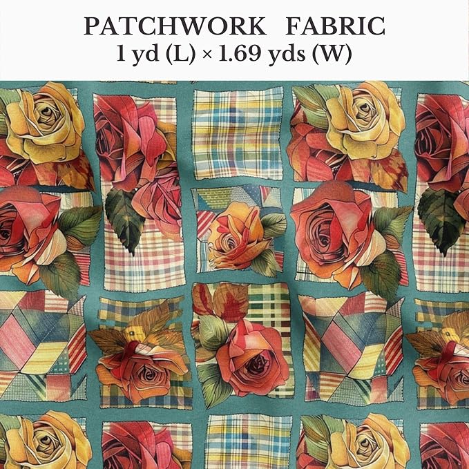100% Cotton Fabric by the Yard – Turkish Quality Quilting & Sewing Fabric, 1 Yard x 1.69 Yards Wide, Patchwork Cotton for Crafts