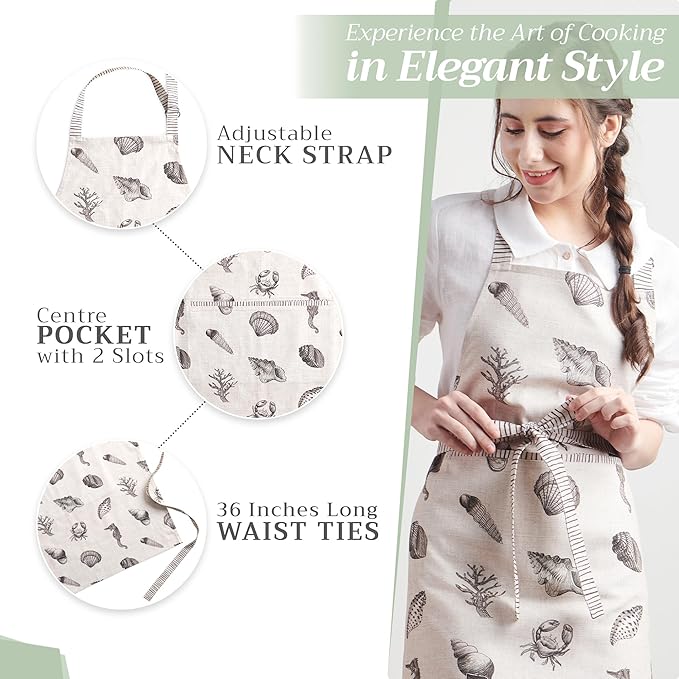 Maison d' Hermine 100% Cotton Apron for women with Pocket Kitchen Chef Apron for Men Cooking Spring Summer