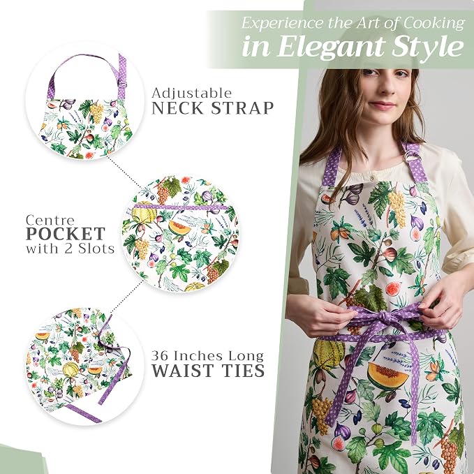 Maison d' Hermine 100% Cotton Apron for women with Pocket Kitchen Chef Apron for Men Cooking Spring Summer
