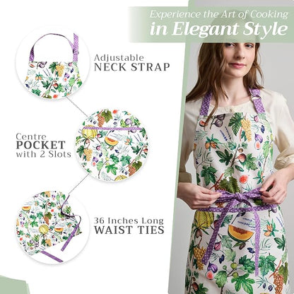 Maison d' Hermine 100% Cotton Apron for women with Pocket Kitchen Chef Apron for Men Cooking Spring Summer
