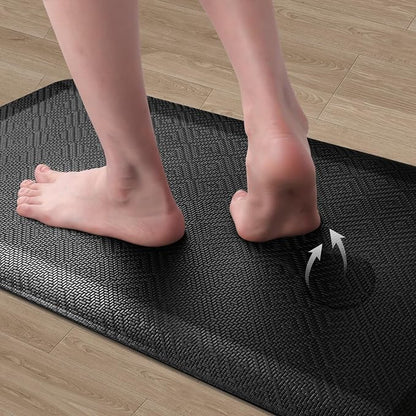 Mattitude 4/5 Inch Thick Kitchen Mat Cushioned Anti-Fatigue Floor Mat Water Resistant Non-Slip Mats and Rugs Standing and Comfort Desk Mats for House Sink Office Laundry (Black, 17.3"x28")
