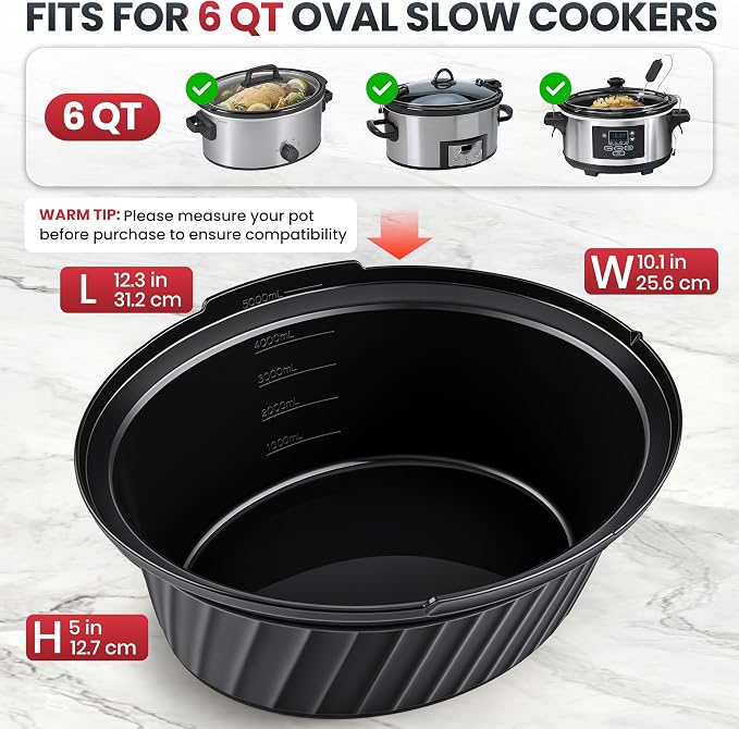 Silicone Slow Cooker Liners Compatible with Crock Pot 6 QT,Maywe Tanso Crock Pot Liners Fit 6 Quart Oval Slow Cookers,Reusable & Leakproof Silicone Slow Cooker Liner For Crockpot,Dishwasher Safe
