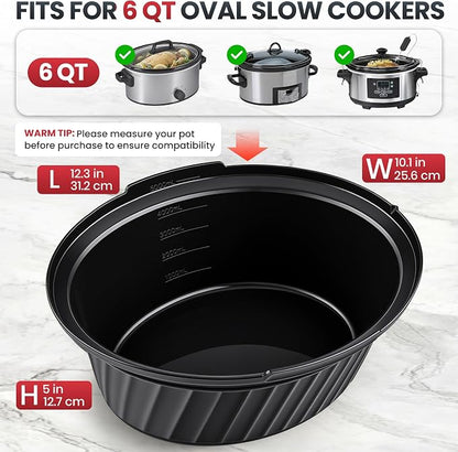 Silicone Slow Cooker Liners Compatible with Crock Pot 6 QT,Maywe Tanso Crock Pot Liners Fit 6 Quart Oval Slow Cookers,Reusable & Leakproof Silicone Slow Cooker Liner For Crockpot,Dishwasher Safe