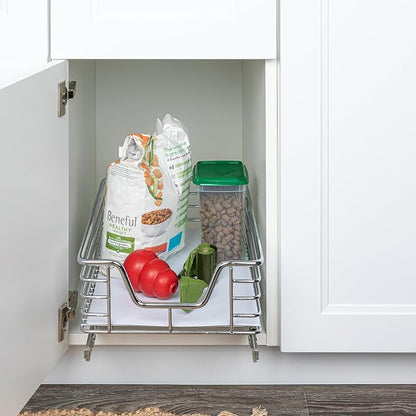 Household Essentials Chrome-Plated Steel Pull-Out Basket Organizer with Plastic Accents