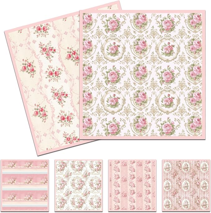 Pink Floral Swedish Dishcloths for Kitchen, 6 Pack Reusable Flower Swedish Dish Cloths, Absorbent Fast Drying Sponge Paper Towels for Cooking Cleaning Home Decoration Housewarming Gifts