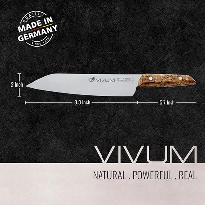 F. DICK – VIVUM Chef Knife – Allround Knife with 8.2" blade & 58 HRC - Ideal for meat, fish & vegetables - Stainless steel - Ultra sharp - Birchwood handle – Made in Germany