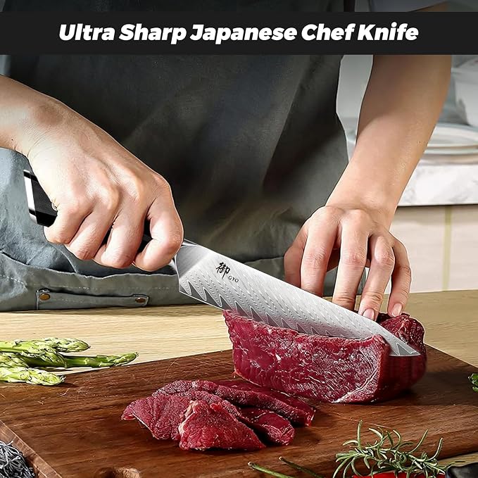 SHAN ZU Damascus Chef Knife 6 inch,67-Layer Japanese Steel 10Cr15MoV Kitchen Knife, High Carbon Super Sharp Japanese Chef Knife, All Purpose Professional Kitchen Utility Petty Knives with G10 Handle