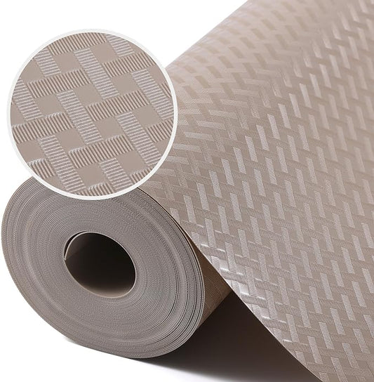 Beige Shelf Liners for Kitchen Cabinets Refrigerator Liners Waterproof & Oil-Proof Kitchen Cupboard Liner Drawer Mats EVA Material Non Adhesive Fridge Liner 11.8 x 236.2 Inches x 2 Rolls