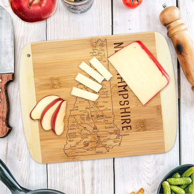Totally Bamboo A Slice of Life New Hampshire State Serving and Cutting Board, 11" x 8.75"