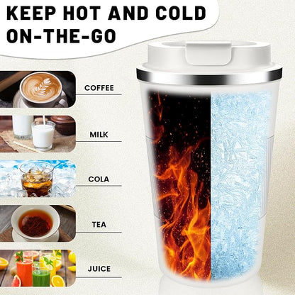 DUBUXW Insulated Coffee Tumblers with Flip Lid 12oz / 17oz, Stainless Steel Travel Coffee Mug Leak Proof, Vacuum Insulated Coffee Mug Reusable Cup, Keeps Cold and Hot for Coffee Tea