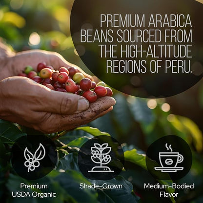 La Republica Peruvian Dark Reserve Coffee Ground for Espresso Maker (Lion's Mane, Reishi, Chaga, Dark Roast, 60 Servings)