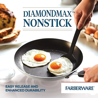 Farberware Cookstart Aluminum DiamondMax Nonstick Skillet Set, 2-Piece Cookware Set, Silver