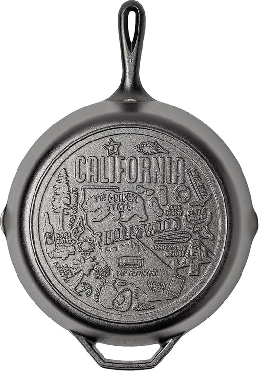 Lodge 12 Inch Cast Iron Skillet – Pre-Seasoned Frying Pan with Teardrop Handle – Oven, Stovetop, Grill & Campfire Use – Made in USA – Non-Toxic, Even-Heating Cookware – California