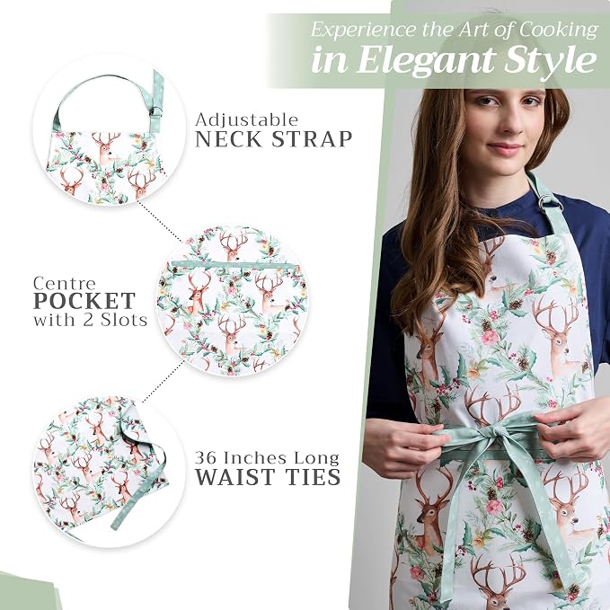 Maison d' Hermine 100% Cotton Apron for women with Pocket Kitchen Chef Apron for Men Cooking Spring Summer