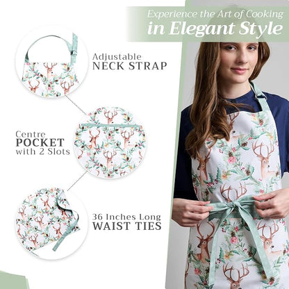 Maison d' Hermine 100% Cotton Apron for women with Pocket Kitchen Chef Apron for Men Cooking Spring Summer