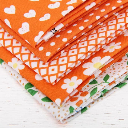 Threadart Exclusive 5 Fat Quarter Bundles - Orange Confetti Brights Collection 100% Cotton Fabric - Premium 100% Cotton Quilting Fabric - No Duplicates - Full Size Fat Quarters 18"x21" - Orange