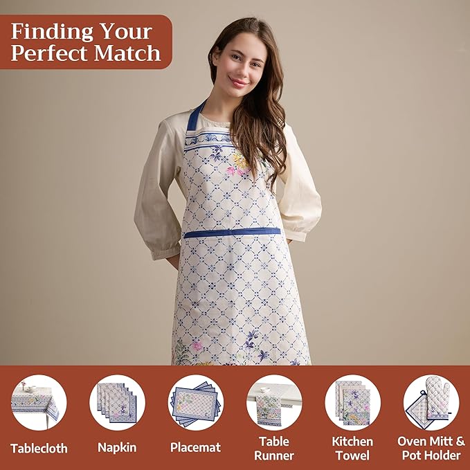 Maison d' Hermine 100% Cotton Apron for women with Pocket Kitchen Chef Apron for Men Cooking Spring Summer