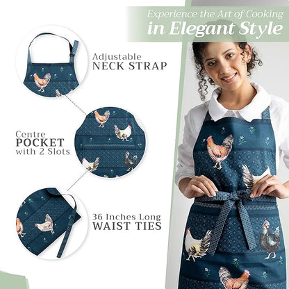 Maison d' Hermine 100% Cotton Apron for women with Pocket Kitchen Chef Apron for Men Cooking Spring Summer