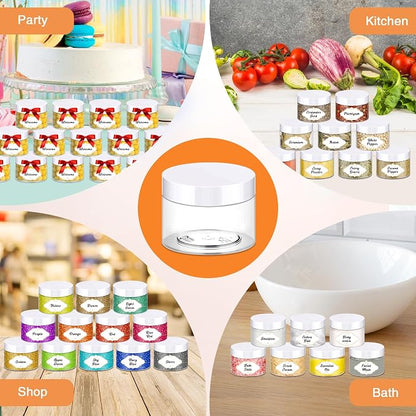 PeacePeo 72 Pcs Plastic Jars, 4 OZ Plastic Jars with White Lids Round Clear Storage Containers Jar Leak Proof Empty Containers with Lids for Slime Travel Refillable Slime Storage Jar for Small Product