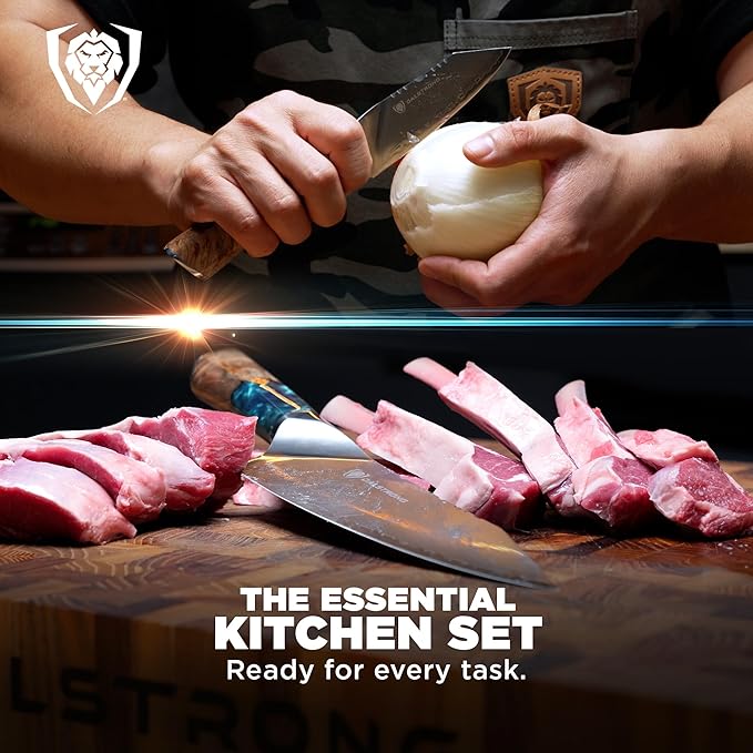Dalstrong Valhalla 2-Piece Knife Set — 8" Chef + 3.5" Paring — 9CR18MOV HC Steel (8–12° Edge), Unique Wood + Resin Handles — For Apartment Kitchens, Gifts & First Serious Sets