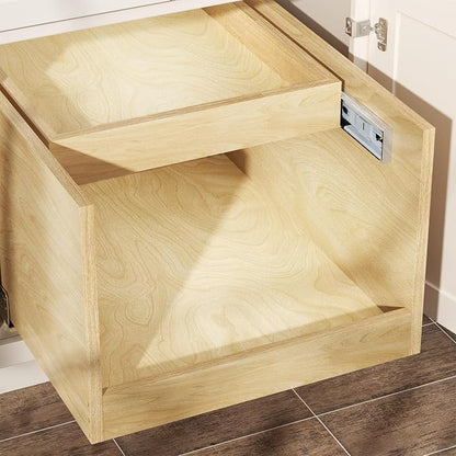 LOVMOR Retractable Double-Drawer Pull Out Cabinet Organizer 22½” W x 21” D Soft Close Cabinet Drawers Slide Out with Full Extension Rail Slides Cabinet Pull Out Shelves for kitchen Cabinets