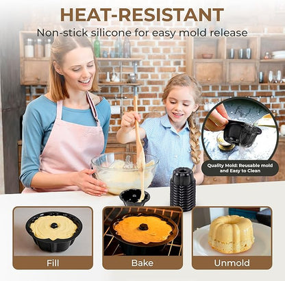 O’Creme Mini Flan Molds Pan – Reusable Bakeable Plastic Flanera/Molde Para Gelatina & Chocoflan – Non-Stick Silicone Baking Cups For Baking and Much More - 50 QTY Pack