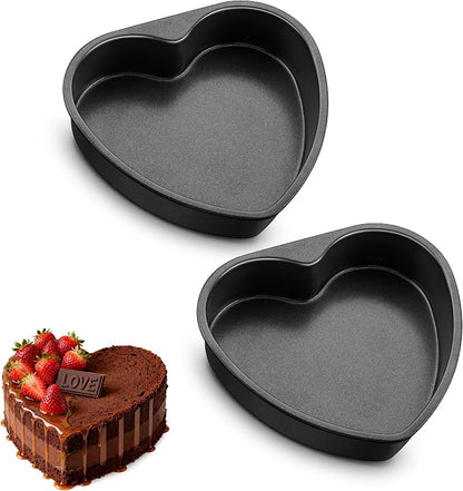 E-far 9.5 Inch Heart Cake Pan, 2Pcs Nonstick Heart Shaped Cake Mold, Large Cake Tin Baking Pan for Valentine’s Day Anniversaries Wedding Birthday, Easy Release & Clean