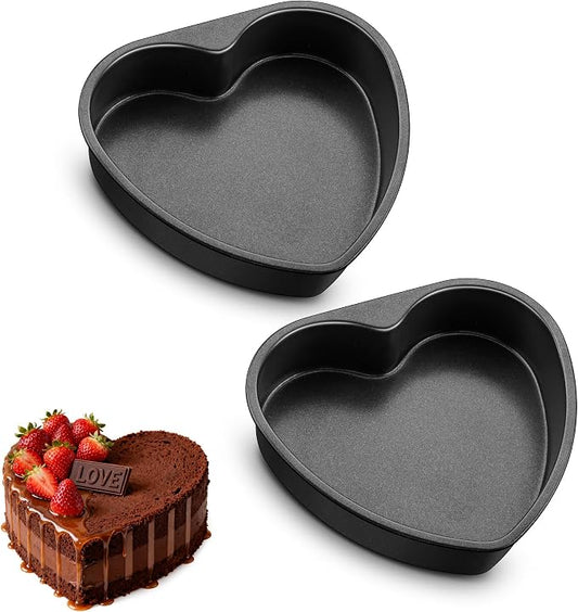 E-far 9.5 Inch Heart Cake Pan, 2Pcs Nonstick Heart Shaped Cake Mold, Large Cake Tin Baking Pan for Valentine’s Day Anniversaries Wedding Birthday, Easy Release & Clean