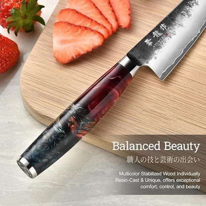 5.5" Japanese Utility Knife, Professional Hand Forged VG10 Core Chef Knife, Ultra Sharp Paring Knives with Ergonomic Handle, Multipurpose Petty Knife with Gift Box, Perfect Gifts for Men and Women