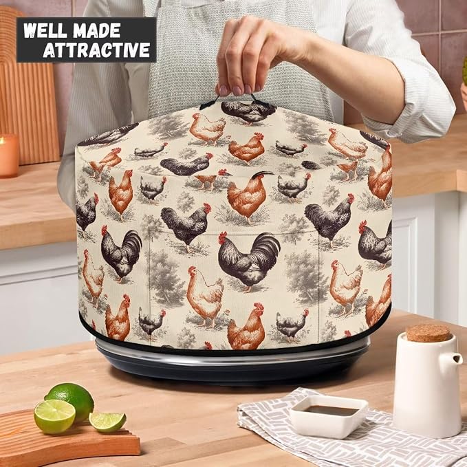 Farm Chickens Slow Cooker Cover for Pot Dust Cover Fits for Most 6-8 Quart Oval Slow Cooker Dustproof Small Appliance Accessories Decor