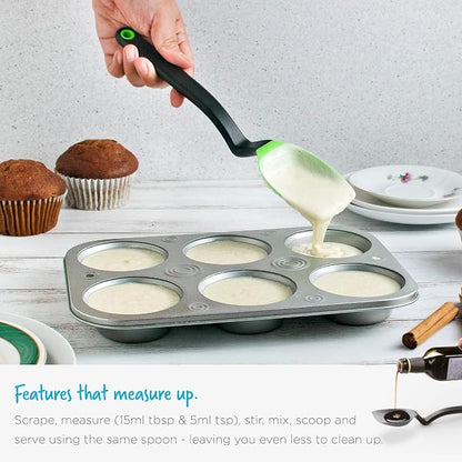 Dreamfarm Supoon Non-Stick Sit-Up Silicone Scraping, Serving, Cooking Spoon Measures 5ml Tsp & 15ml Tbsp - 11" Dreamfarm Blue